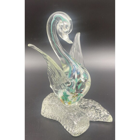 VTG Art Glass Swan Figurine Paperweight 6.5” - Picture 1 of 5